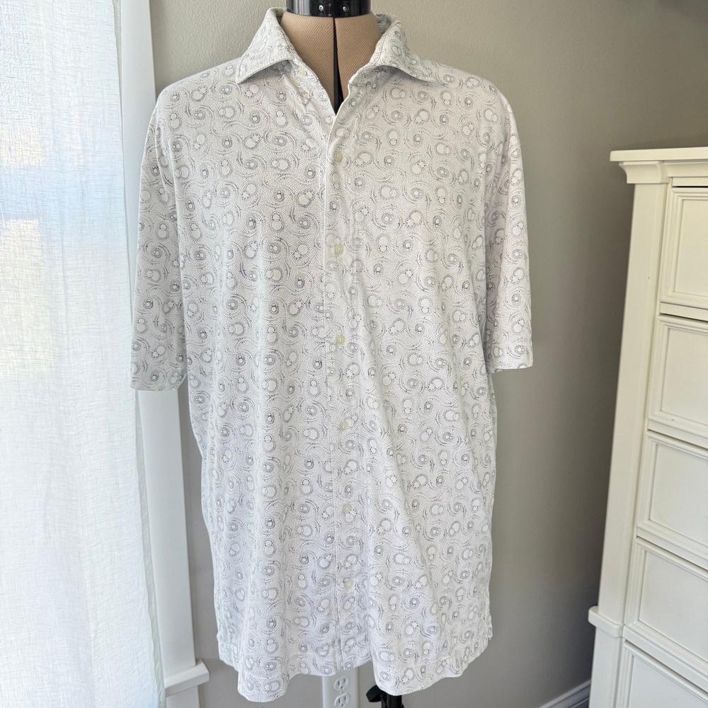 Left Coast Tee Men's XL White Short Sleeve Button Down‎ Shirt